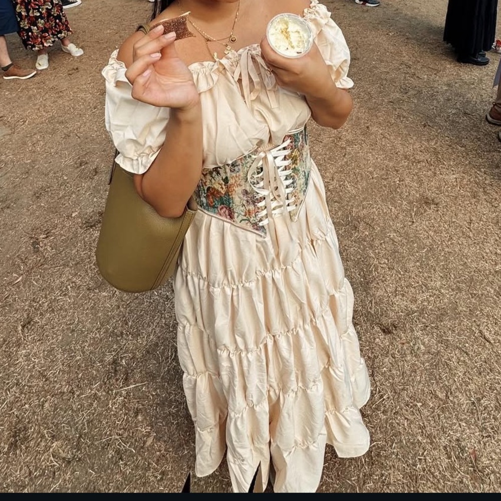 Cream Off-Shoulder Renaissance Dress - Picture 2 of 2